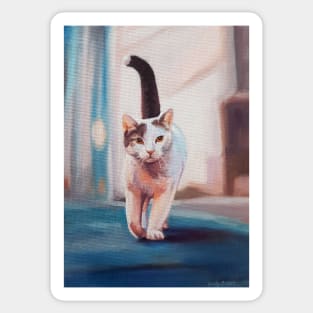 Cat on the Prowl painting Sticker